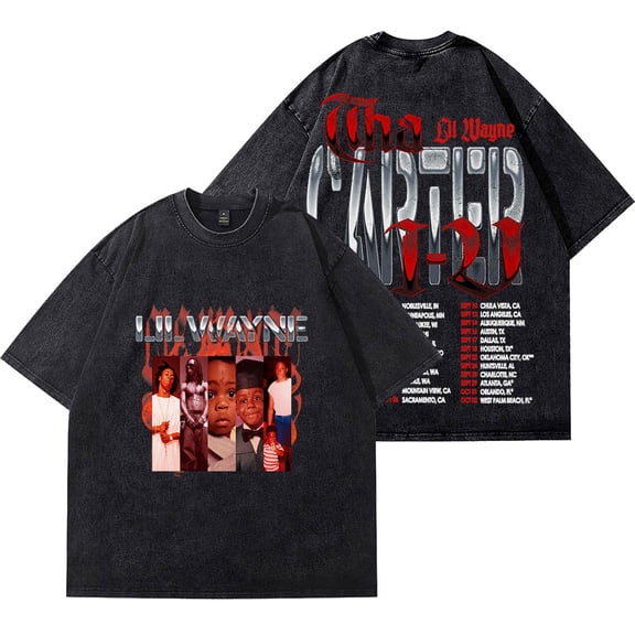 Lil Tha Carter VI Tour 2025 Vintage Wash T-Shirts Women Men HipHop Cotton Short Sleeve Tee