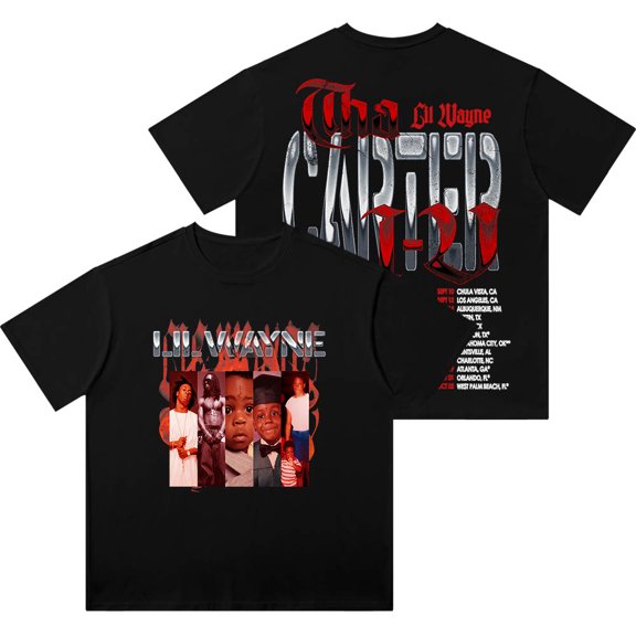 Lil Tha Carter VI Tour 2025 Vintage Wash T-Shirts Women Men HipHop Cotton Short Sleeve Tee