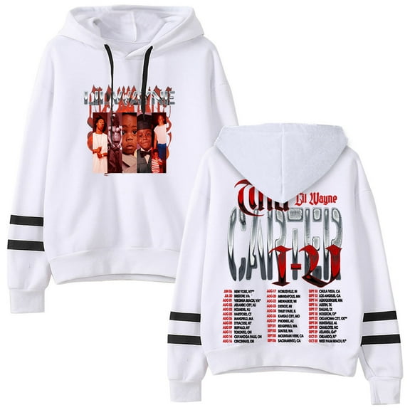 Lil Tha Carter VI Tour 2025 Merch Pullover Hoodies Pocketless Parallel Bars Sleeve Streetwear