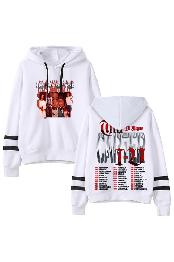 Lil Tha Carter VI Tour 2025 Merch Pullover Hoodies Pocketless Parallel Bars Sleeve Streetwear