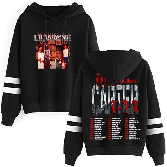 Lil Tha Carter VI Tour 2025 Merch Pullover Hoodies Pocketless Parallel Bars Sleeve Streetwear