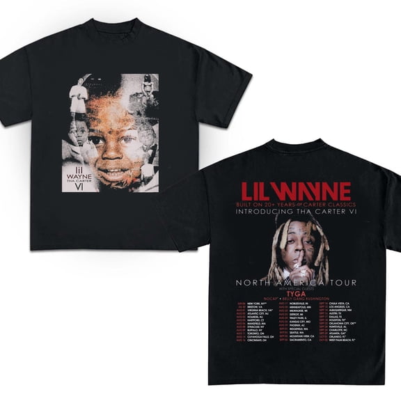 Lil Wayne Tha Carter VI Tour shirt Lil WAYNE Album cover 2025 North America Tour Lil Wayne shirt T-Shirt,Black Color,Size L