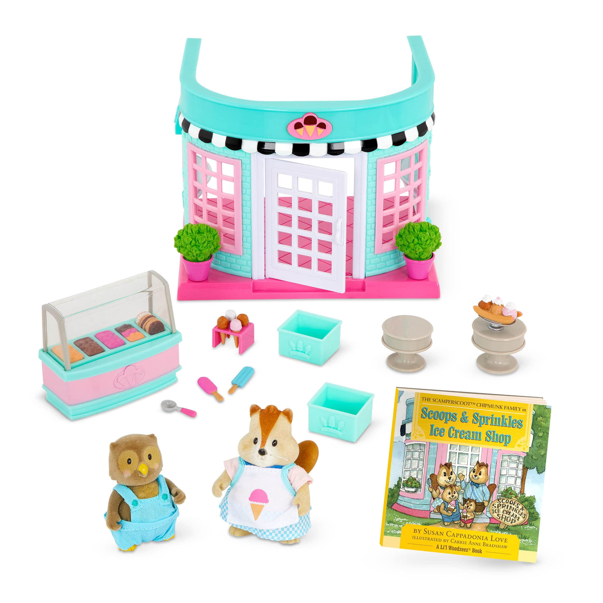 Lil Woodzeez Scoops & Sprinkles Ice Cream Shop Playset with 2