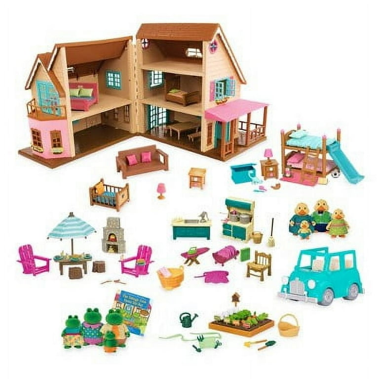 Lil Woodzeez Honeysuckle Hillside Cottage Toy House with 127pc