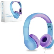 LilGadgets Connect+ Kids Wired Headphones with Microphone, Volume Limiting for Safe Listening, Adjustable Headband, Cushioned Earpads to ensure Comfort, For Kids, Toddlers, Boys & Girls, Blue/Purple