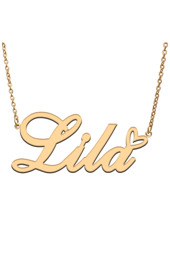 Lila Custom Name Necklace Customized Personalized Plated Name Necklace for Mother Daughter Friendship Women Valentine's Day Christmas Birthday New Year Gold