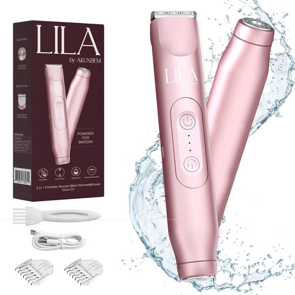 Lila by Akunbem 2 in 1 Portable Women Bikini Trimmer & Shaver Glow G1