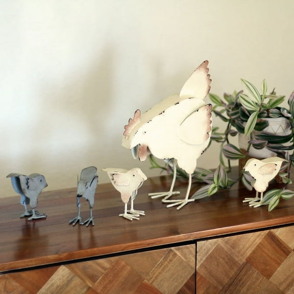 Lila's Dual-Tone Tabletop Metal Farmhouse Henhouse Set of 5