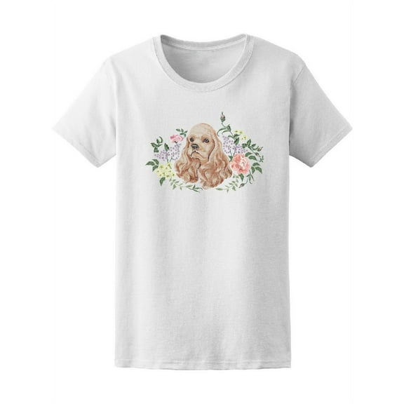 Lilac And Roses Cocker Spaniel T-Shirt Women -Image by Shutterstock, Female Medium