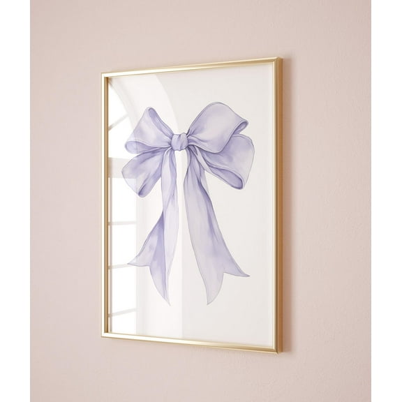 Lilac Bow Nursery Coquette Baby Room Art, Unframed Paper Print Size 8x12