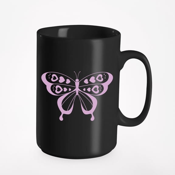 Lilac Butterfly Merch Gift, Black 15oz Ceramic Mug