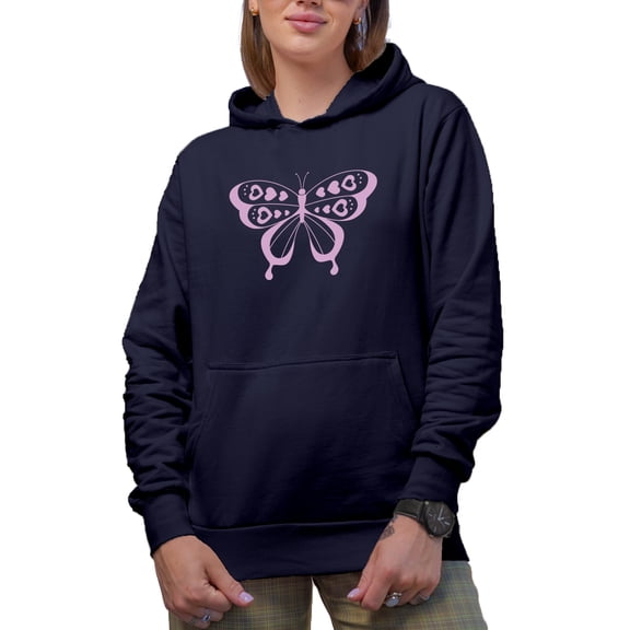 Lilac Butterfly Merch Gift, Navy Blue Hooded Sweatshirt or Hoodie, 2XL