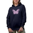 thumbnail image 1 of Lilac Butterfly Print Merch Gift, Navy Blue Hooded Sweatshirt or Hoodie, XL, 1 of 5