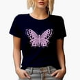 thumbnail image 1 of Lilac Butterfly Print Merch Gift, Navy Blue T-Shirt, Small, 1 of 5