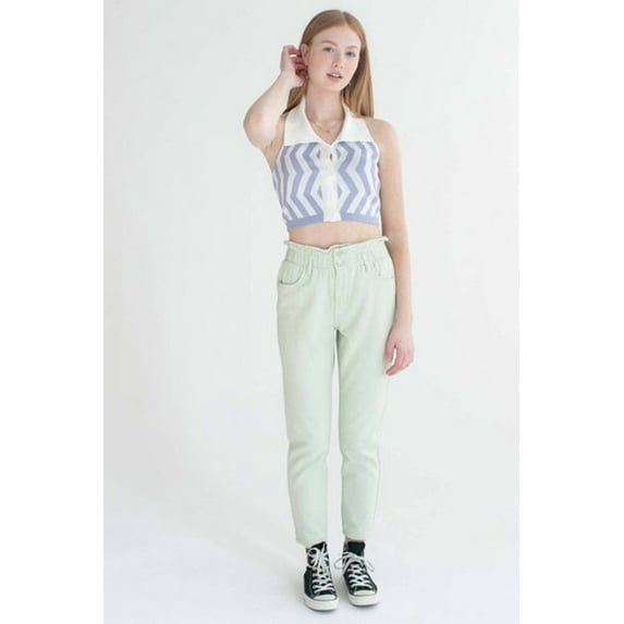 Ragstock Lilac Button Front Collared Halter Top