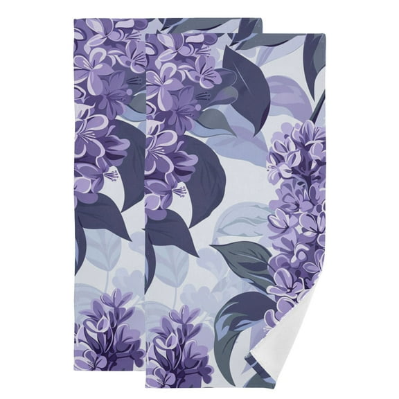 Lilac Cartoon Hand Towel Absorbent Bath Towels for Bathroom Sports Gym 28" x 14" Set of 2
