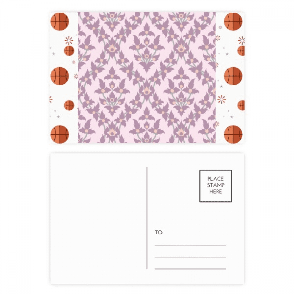 Lilac Colour Decorative Classic Flowers Basketball Postcard Set Thanks Card Mailing Side 20pcs