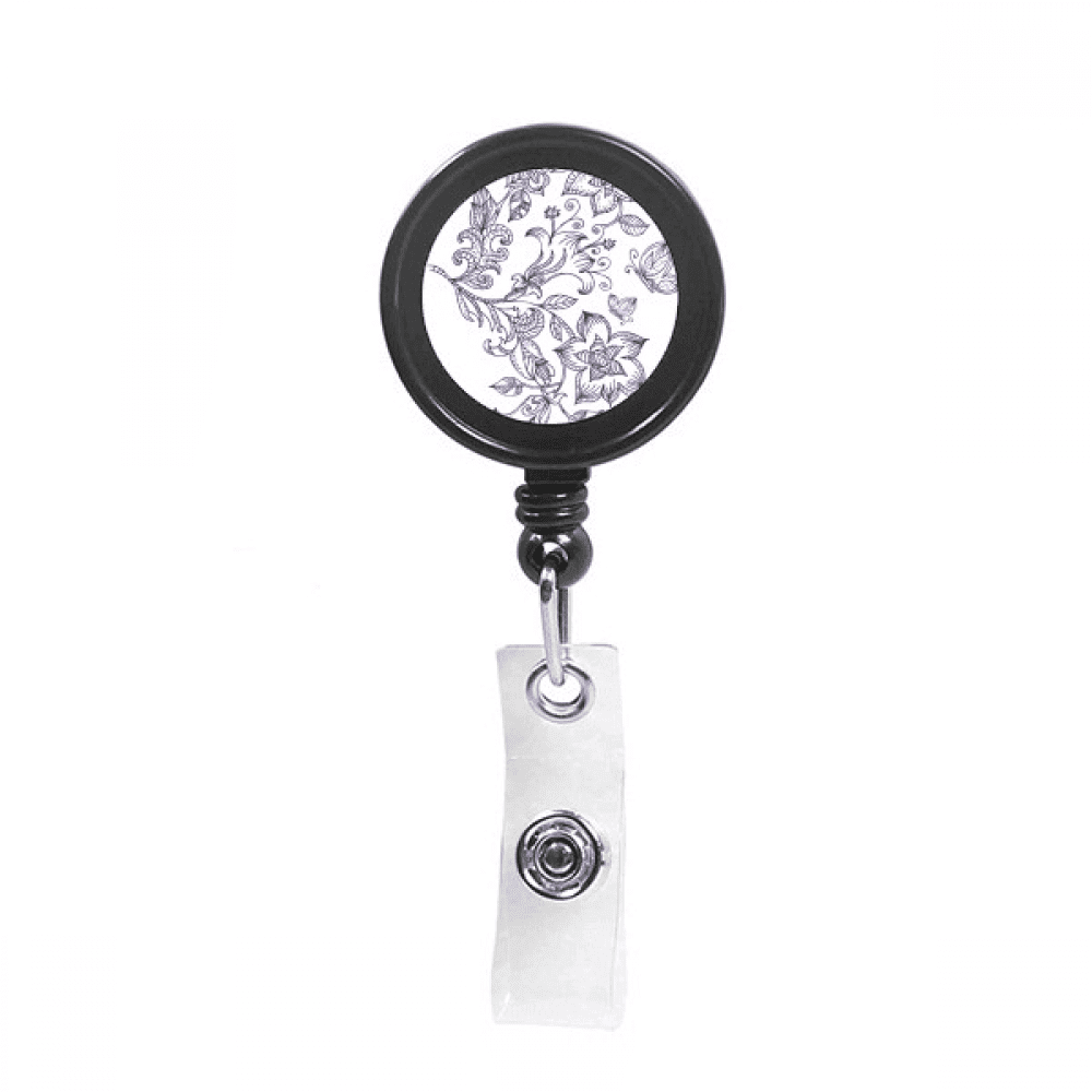 Lilac Decorative Classic Pattern Retractable Keychain Badge Holder ID Badge