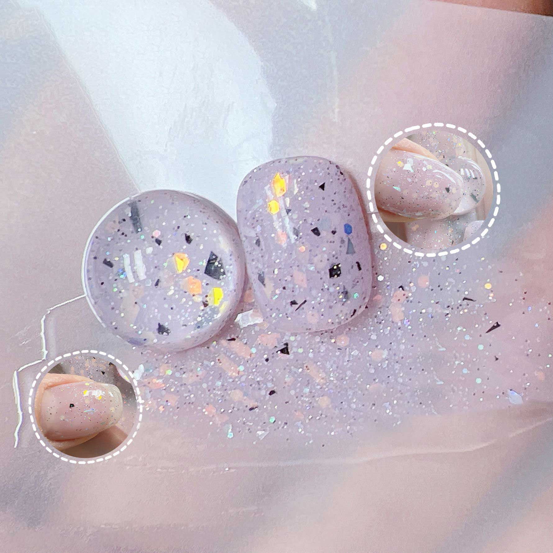 Lilac Egg Shell Gel Nail Polish Kit, Speckled Nail Polish Gel Nail