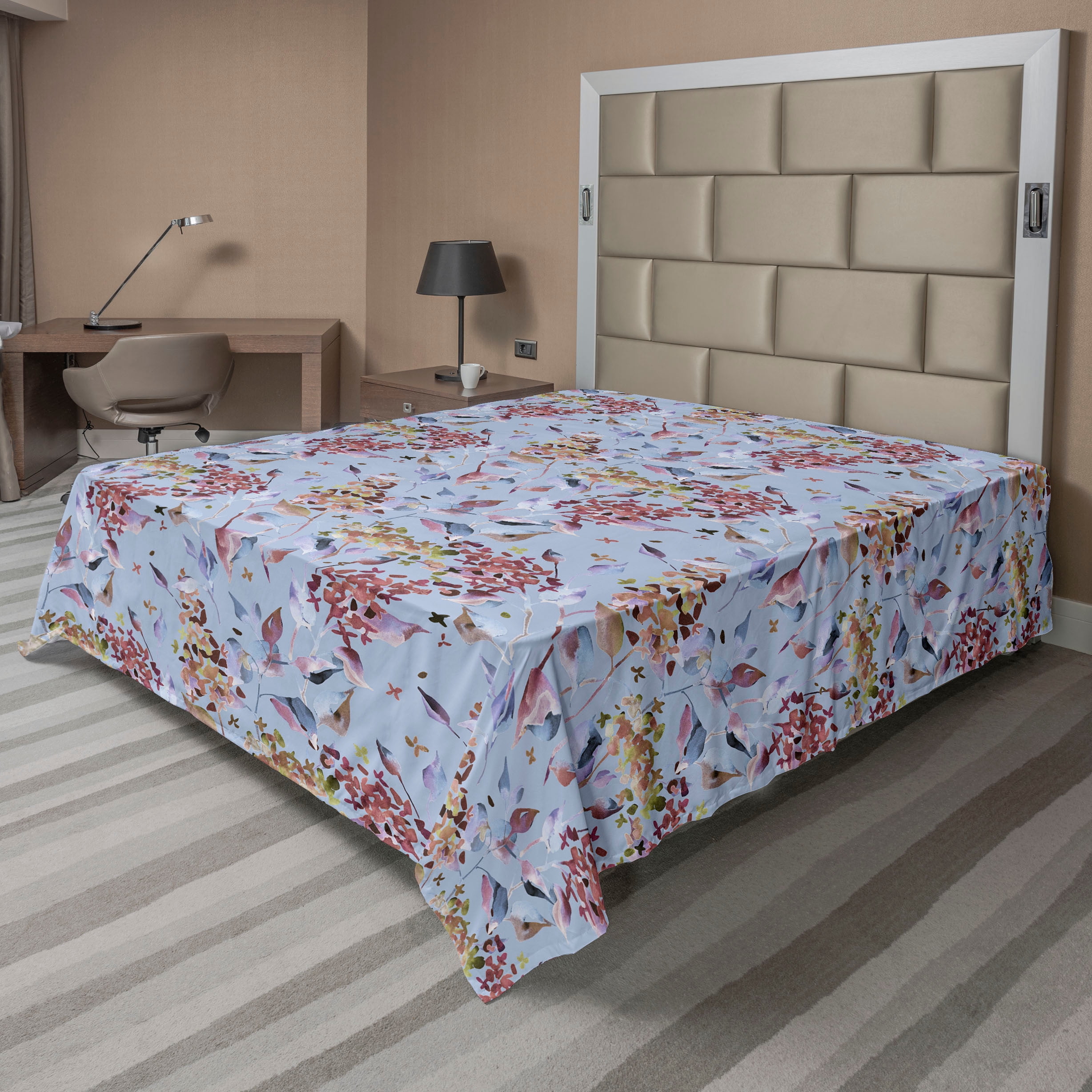 Lilac Flat Sheet, Springtime Inspiration Dreamy Flowers Boho