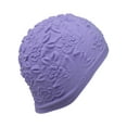 thumbnail image 1 of Lilac Floral Embossed Latex Swim Cap, 1 of 2