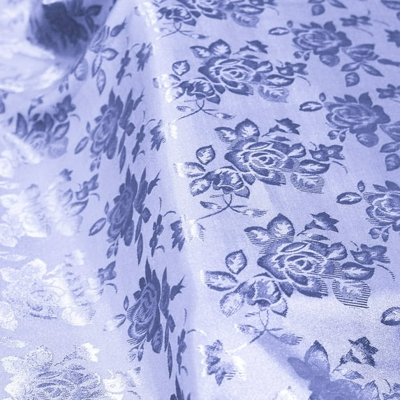 Lilac Floral Jacquard Brocade Satin Fabric By the Yard