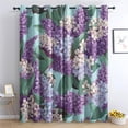 thumbnail image 1 of Lilac Flower Blackout Curtains, Purple Floral Window Curtains & Bedroom Decor Green Leaf Botanical Curtains For Living Room, Thermal Grommet Drapes52"W x 63"L (Pack of 2), 1 of 6