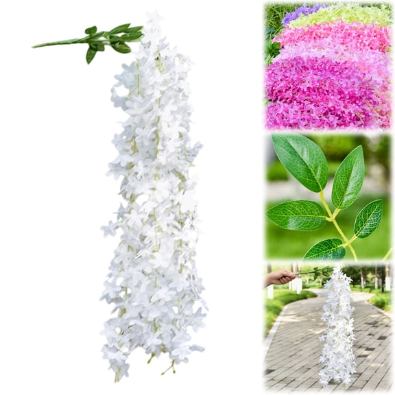 Lilac Flower Garland AT, Souew 5-Fork 80CM Artificial Hanging Vines, Dense Purple Blossoms for Spring Wall Decor & Wedding Backdrop, Trailing Flowers for Home Garden