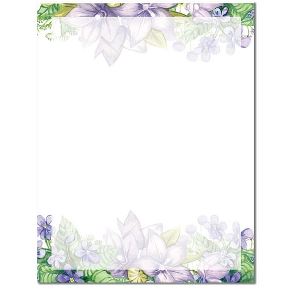 Lilac Flowers Letterhead Laser & Inkjet Printer Paper, 100 Sheets