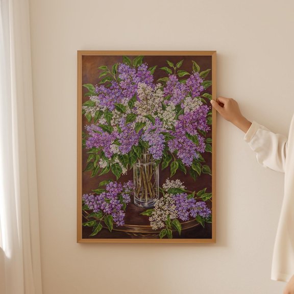Lilac Flowers Vintage Poster, Unframed Paper Poster 8x10in