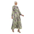 thumbnail image 1 of Lilac - Green - Floral - Button Collar - Fully Lined - Modest Dress - Refka, 1 of 5