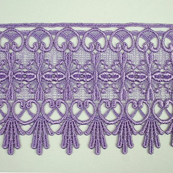 Lilac Lavender Purple 5/8”~5-1/8” Embroidered Venice Lace Trim Guipure By Yard (17823 (4.75"))