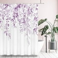 thumbnail image 1 of Lilac Light Purple Eucalyptus Shower Curtain Sets, Watercolor Leaves on The Top Plant with Floral Bathroom Decoration 72x72 Inch with Hooks, 1 of 6