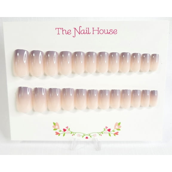 Lilac Mist Ombre Square Press-On Nails By The Nail House NH - 24 Pieces