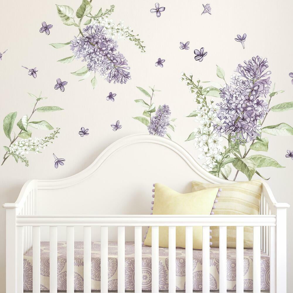 Lilac Floral Peel and Stick Giant Wall Decals