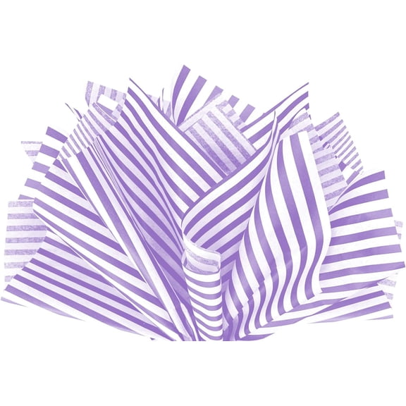 Lilac Purple Pin Stripe Print Gift Wrap Tissue Paper Size: 15 Inch X 20 Inch | Count: 100 Sheets | Color: Lilac Pin Stripe