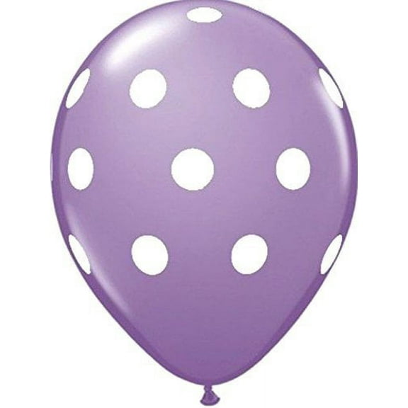 Lilac Purple Pollka Dots 11" Qualatex Balloons 10 Pack Latex Balloons