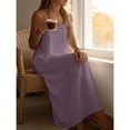 thumbnail image 1 of Lilac Purple Solid Color Cami Lounge Dress, Sleeveless Long Maxi Dress For Summer Indoor Wear, 1 of 5