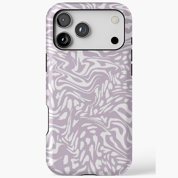 Lilac Purple Swirly Zebra Print Case iPhone Case 11 to 17 Pro Max