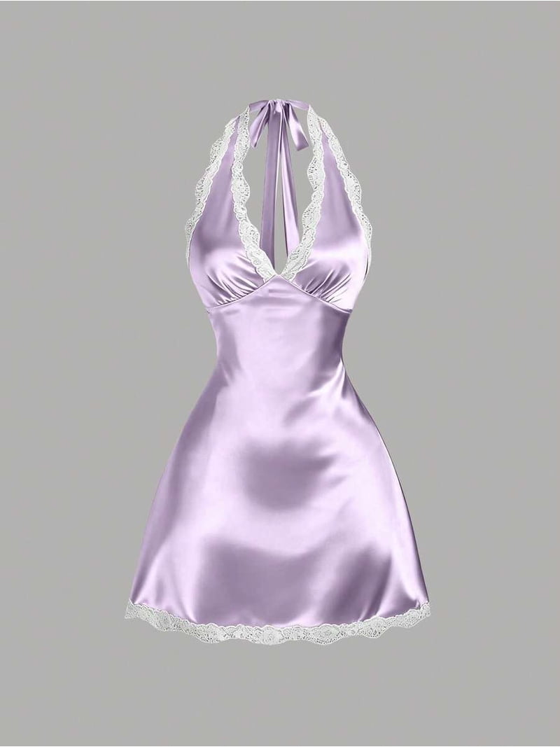 lilac satin bodycon dress Lilac Scoop Neck Bodycon Satin Dress With Floral Beaded Appliqu Corse