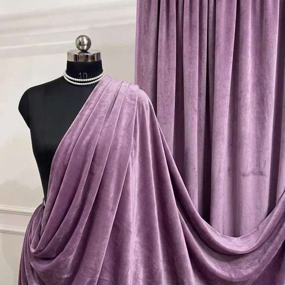Lilac Royal Velvet Fabric by The Yard, 60" Wide Premium Soft Upholstery Fabric for Curtains, Furniture, Wedding Decor, Fashion & Crafts I Valentina Textiles Inc. (1 Yard)