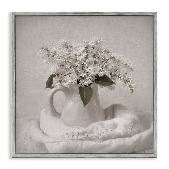 Stupell Industries Lilac Simplicity Still Life Gray Framed Giclee Art, design by Robin-Lee Viera