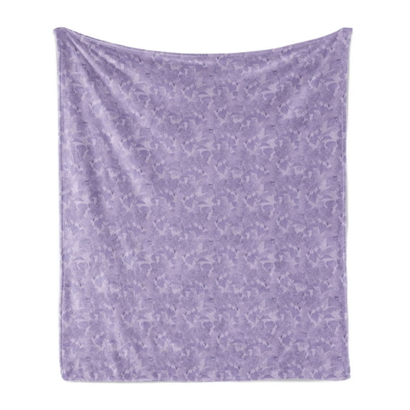 Lilac Soft Flannel Fleece Throw Blanket, Romantic Syringa Flower Bouquets Picture Fresh Botanical Garden in Early Spring Season, Cozy Plush for Indoor and Outdoor Use, 50" x 70", Lilac, by Ambesonne