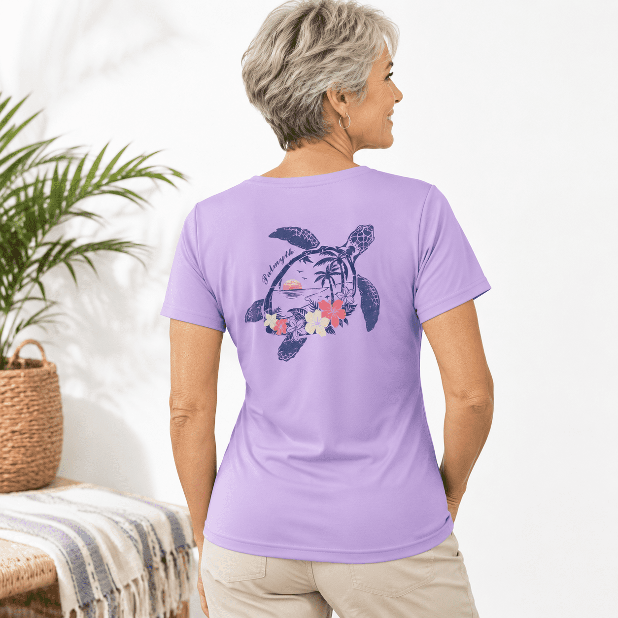 Lilac / Turtle Flower XX-Large Women's UPF 50+ Quick-Dry Fishing Short ...