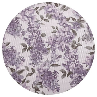 Lilac Vintage Color PVC Round Grid Placemat Table Mat 1 Pc for Kitchen Dining Room 15.4" x 15.4"