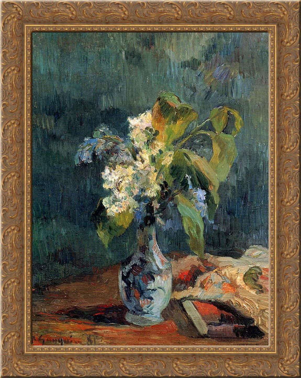 Lilac bouquet 24x20 Gold Ornate Wood Framed Canvas Art by Paul
