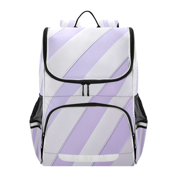 Lilac-white Diagonal Stripes Backpack Purse Daypack Book Bag Fashion Accessories Unisex 15L for Commute Travel School