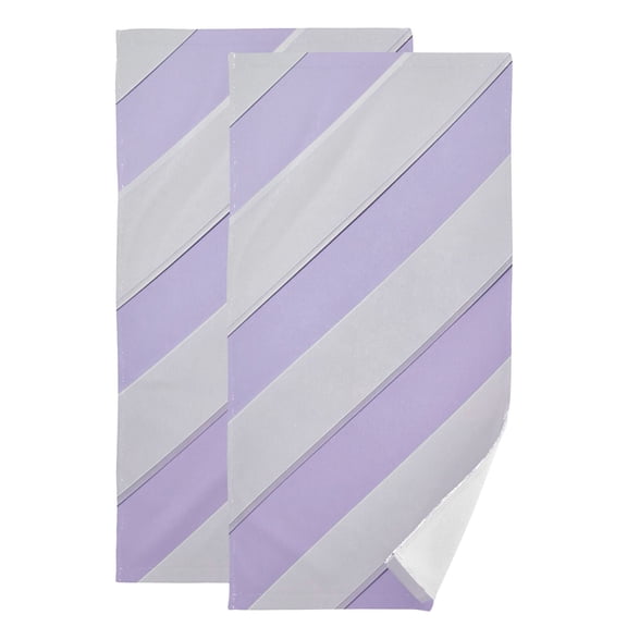 Lilac-white Diagonal Stripes Hand Towel Absorbent Bath Towels for Bathroom Sports Gym 28" x 14" Set of 2