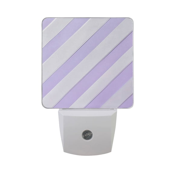 Lilac-white Diagonal Stripes LED Night Light with Smart Sensor Plug Into Wall Dusk to Dawn 2 packs