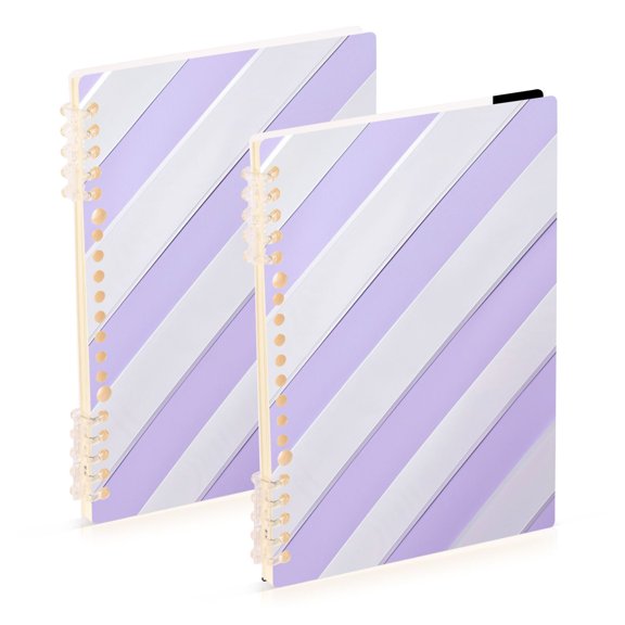 Lilac-white Diagonal Stripes Notebook Detachable Coil Notebook Diary Plan Book A5 Size 60 Pages 1 Pack